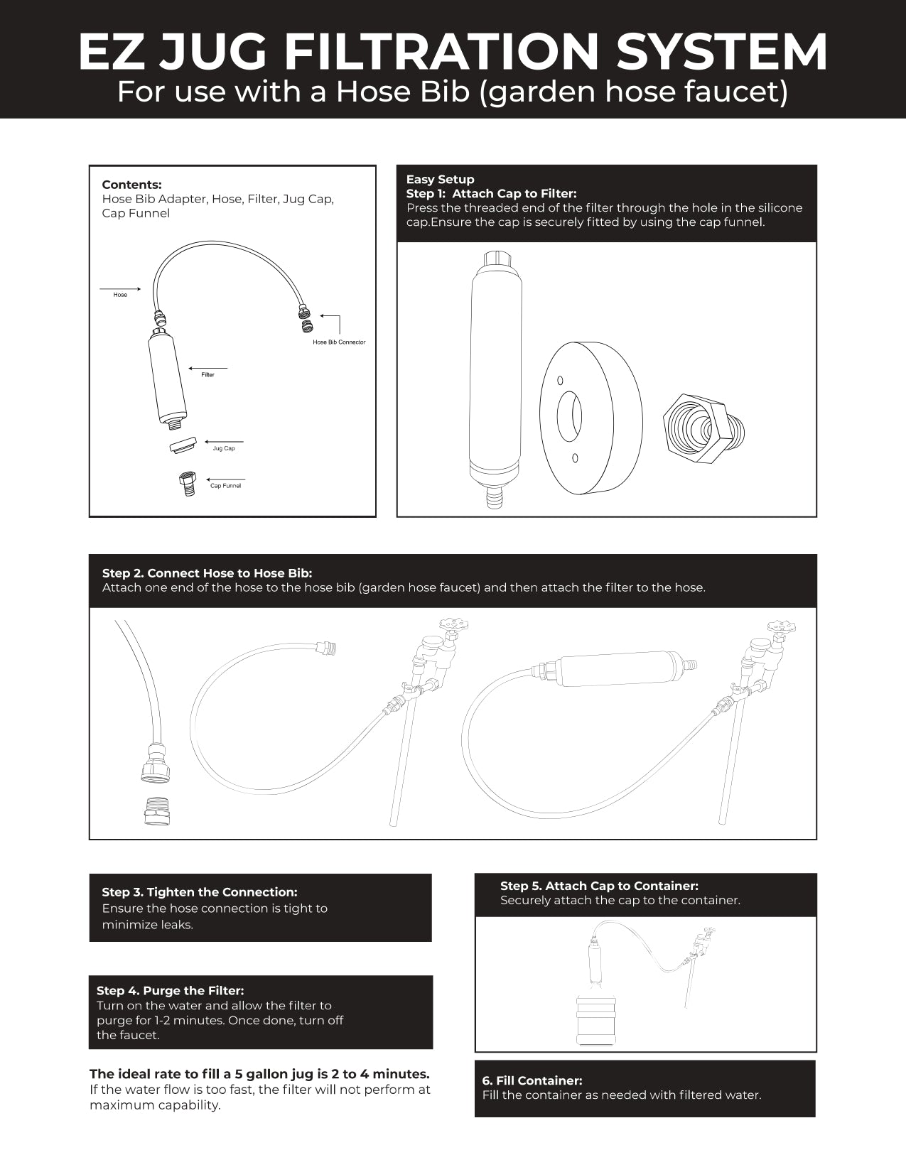 EZ Jug Filtration System - For Use With Garden Hose Faucets